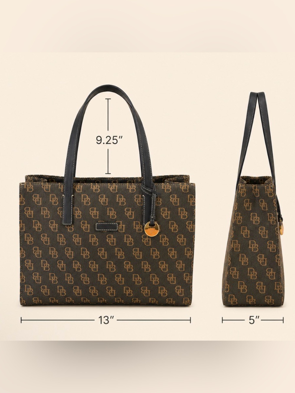 DOONEY & BOURKE DARK denim Signature Bag w/ orange duck charm GUC